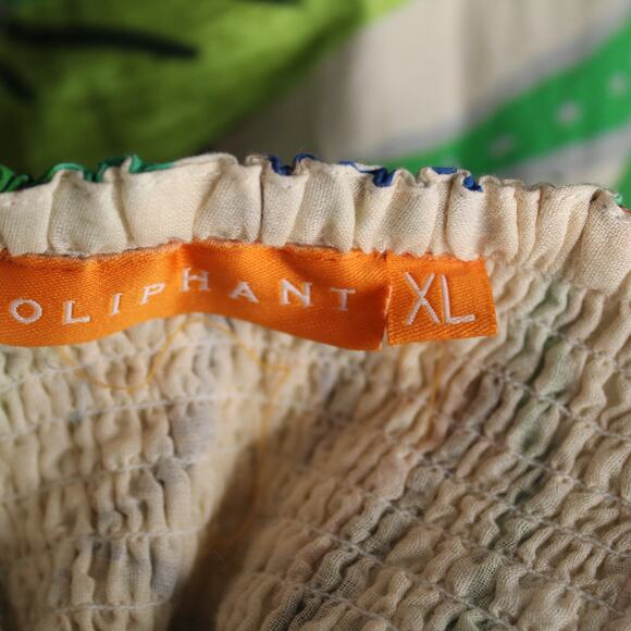 Oliphant Bubble Skirt MIni Dress Kruger Blue Green Puff Sleeves Size XL - Picture 11 of 12